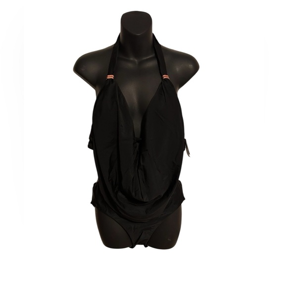 NWT Bar III black plunge neck swimsuit size medium - Picture 4 of 10